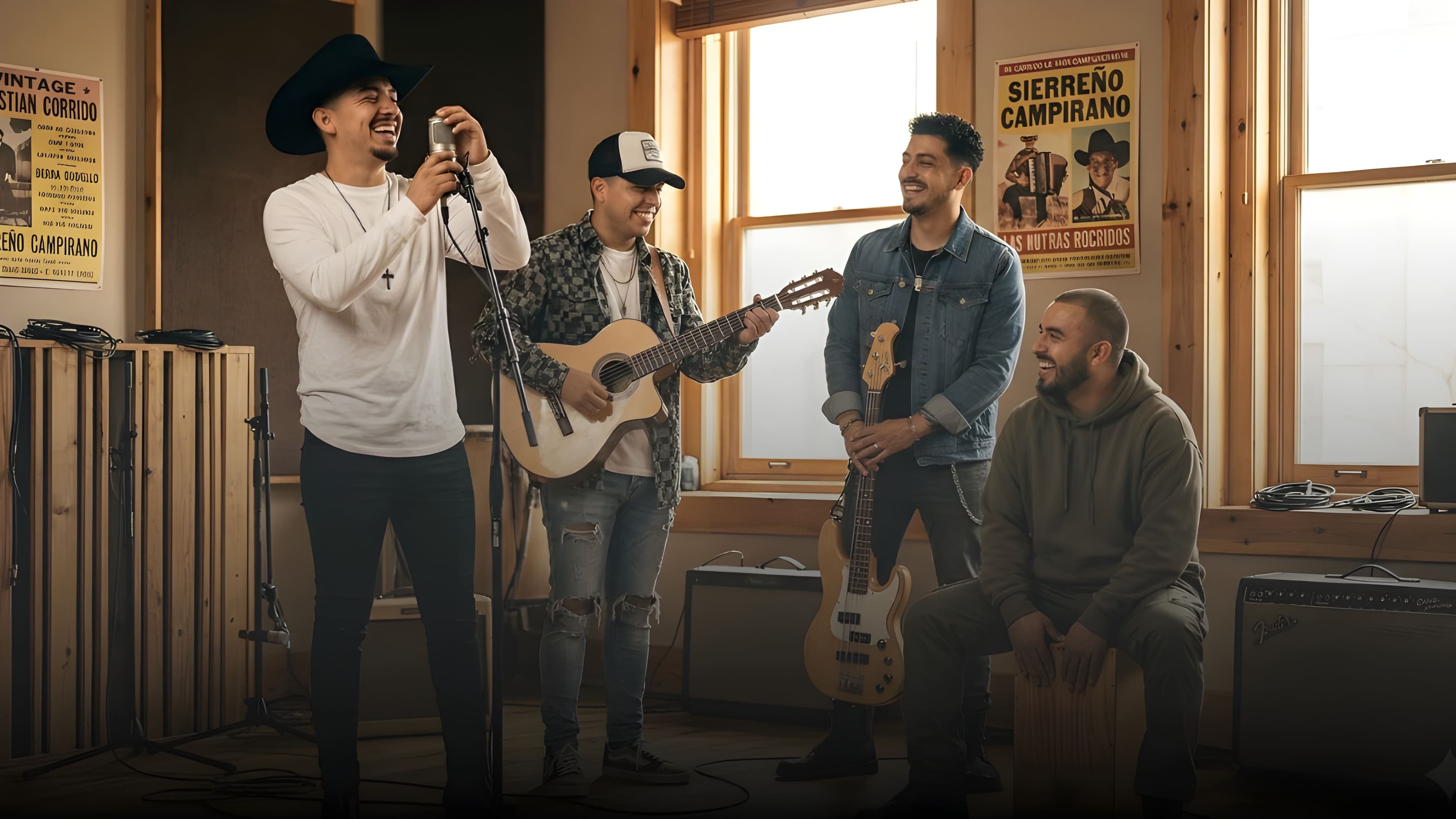 Cinematic shot of a musician with a guitar in a cinematic setting
